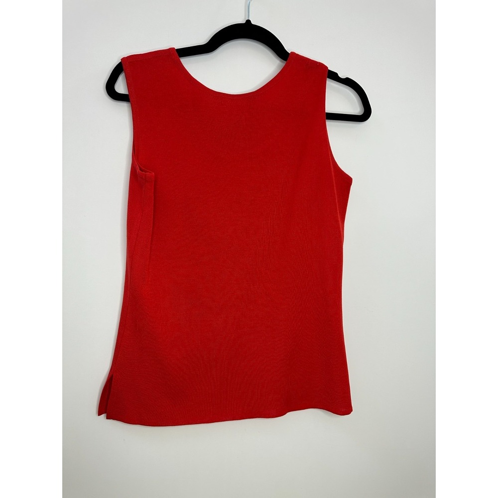 Ming Wang Floral Knit Jacket & Tank Top Set PS XS Red Off White Classy Mature - Picture 12 of 16